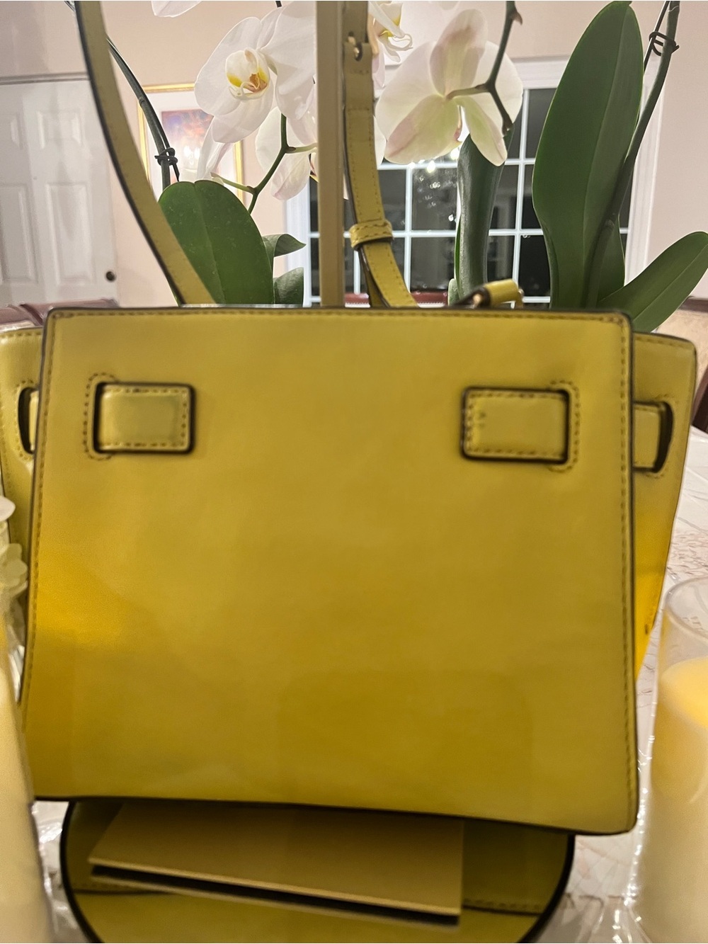 Michael Kors Hamilton Citron Yellow Satchel Crossbody Bag - Picture 7 of 12